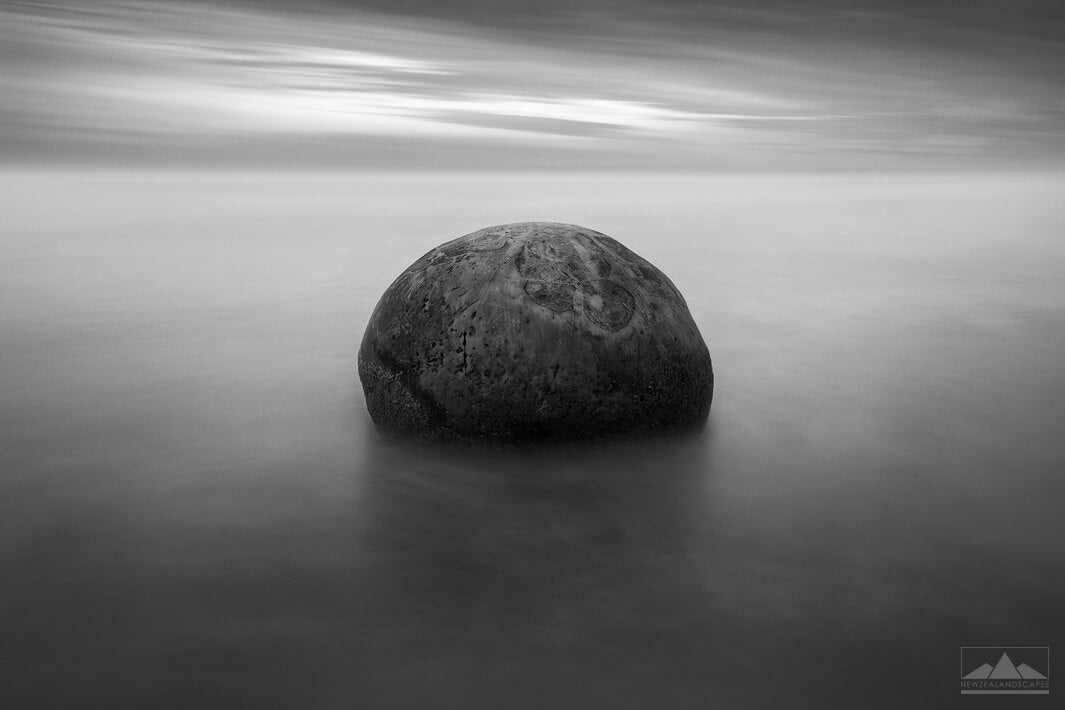 Moeraki Boulder in Black and White – Newzealandscapes